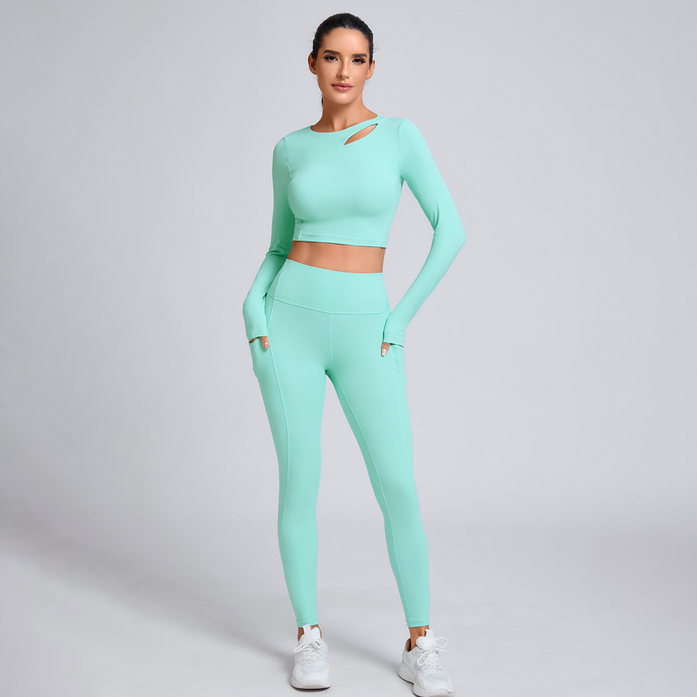 Custom slim-fitting long-sleeved top Manufacturer Two-Piece Workout Set
