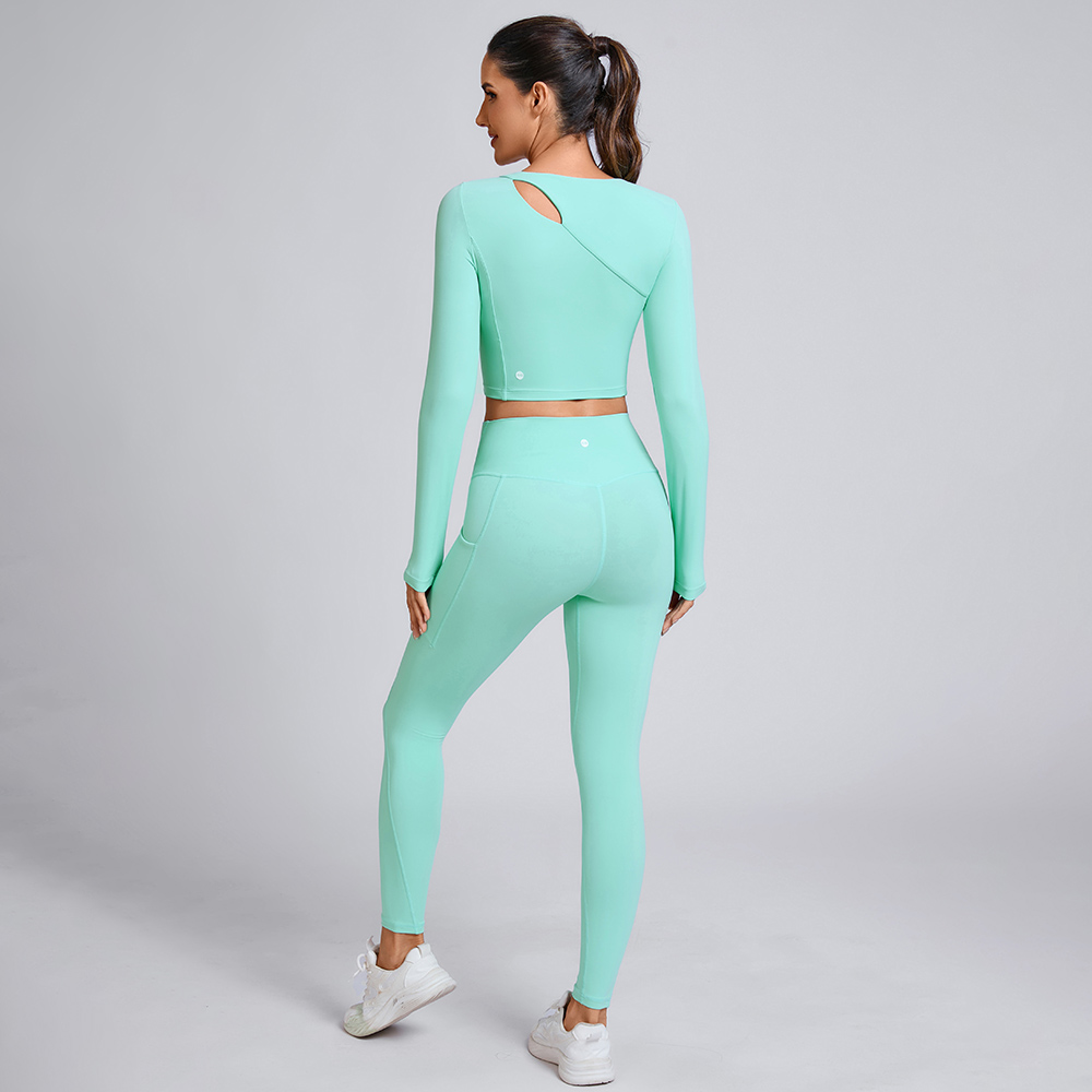 Custom slim-fitting long-sleeved top Manufacturer Two-Piece Workout Set