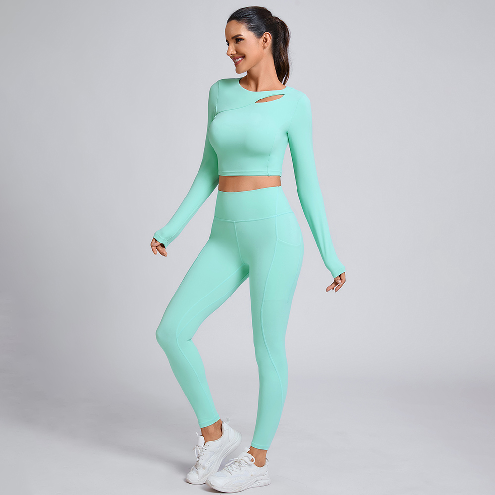 Custom slim-fitting long-sleeved top Manufacturer Two-Piece Workout Set