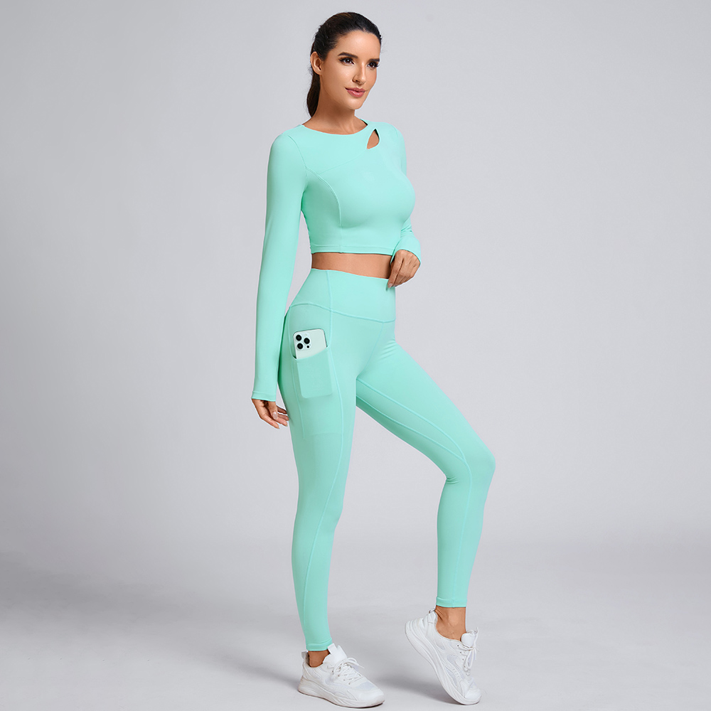 Custom slim-fitting long-sleeved top Manufacturer Two-Piece Workout Set