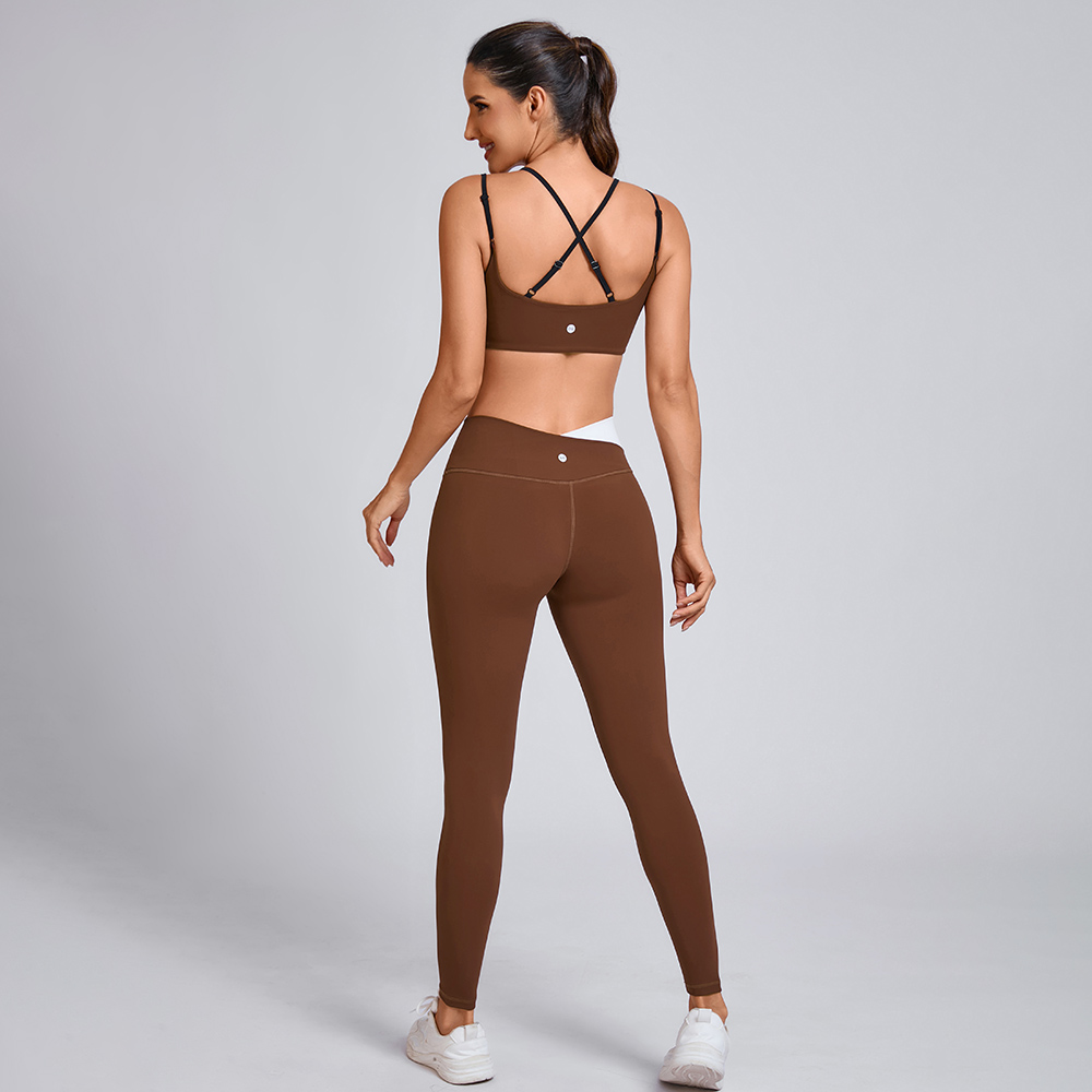 Custom layered Sports Bra and High-Waisted Leggings Manufacturer | Strappy Back Sports Bra Supplier