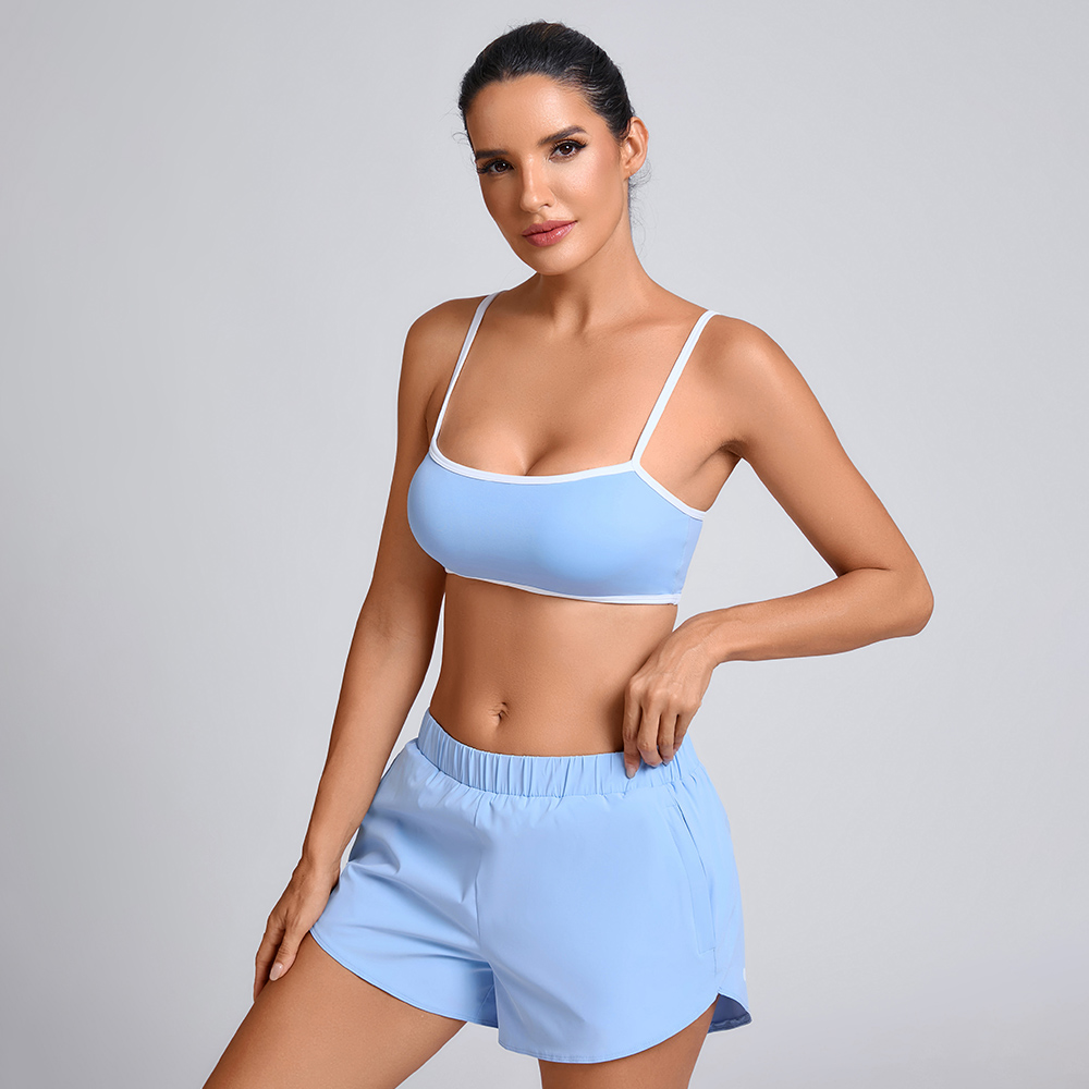 Custom Strappy Back Bra and Running Shorts Manufacturer | High-Waisted Shorts Supplier